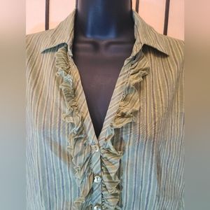 Sundance Catalog Green & Gray Striped Bouse by Velvet